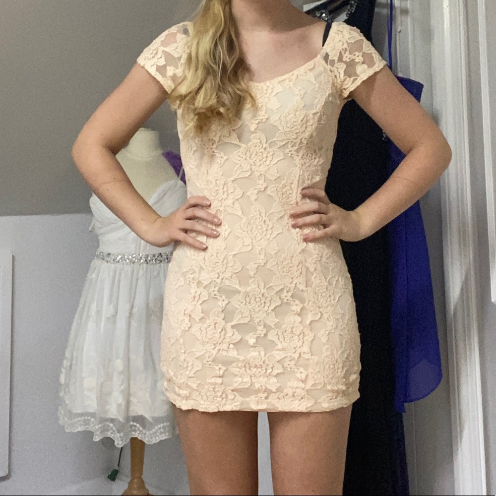 Urban outfitters blush lace mini dress